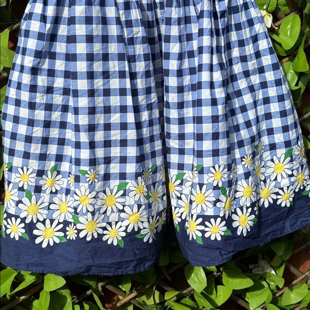 Sweet Heart Rose Blue Gingham Checkered Daisy Dress Size 16 Girls